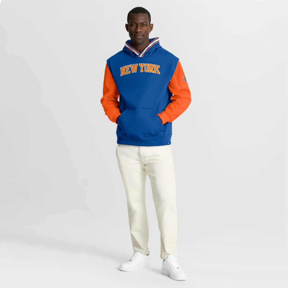New York Knicks Half Court Shot Clock Fastbreak Hoodie Blue/Orange - Fanatics