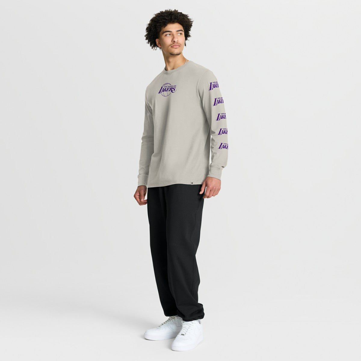 Los Angeles Lakers Crossover Collection Ball Screen Action Premium Long Sleeve T-Shirt Cream - Fanatics