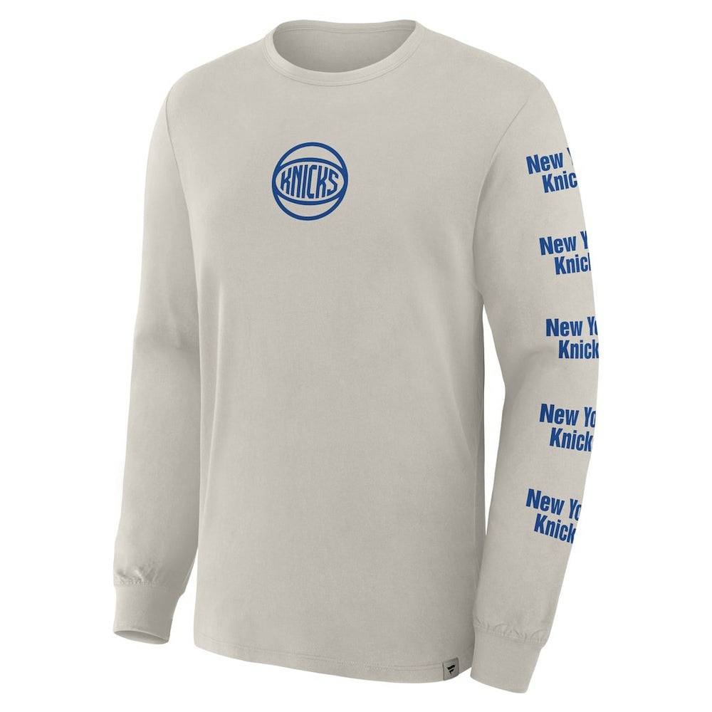 New York Knicks Crossover Collection Ball Screen Action Premium Long Sleeve T-Shirt Cream - Fanatics