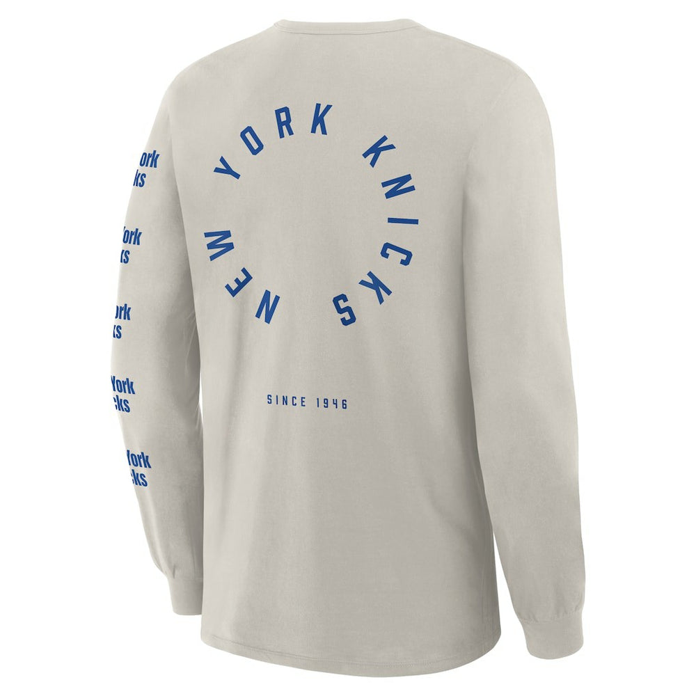 New York Knicks Crossover Collection Ball Screen Action Premium Long Sleeve T-Shirt Cream - Fanatics