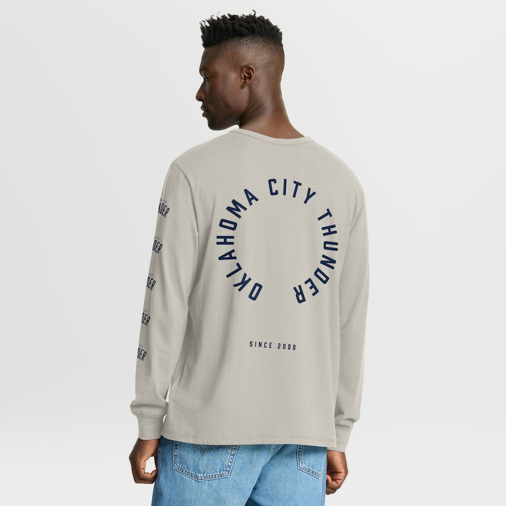 Oklahoma City Thunder Crossover Collection Ball Screen Action Premium Long Sleeve T-Shirt Cream - Fanatics