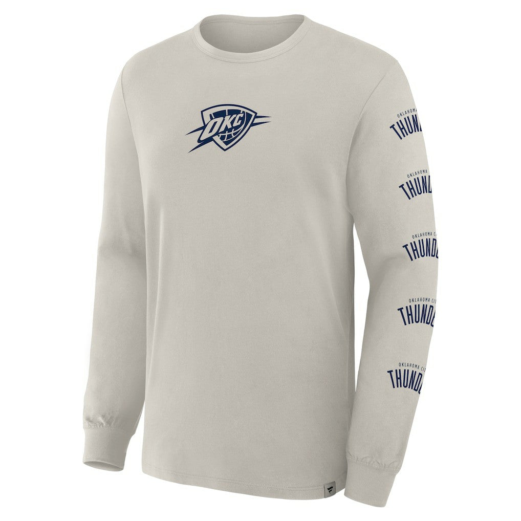 Oklahoma City Thunder Crossover Collection Ball Screen Action Premium Long Sleeve T-Shirt Cream - Fanatics