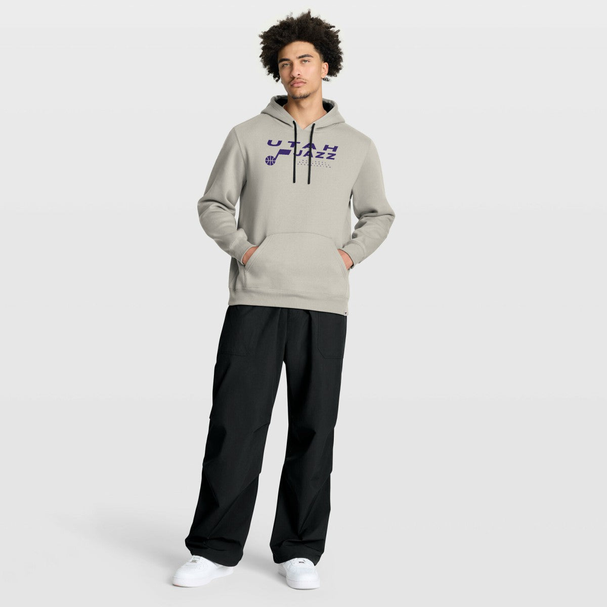 Utah Jazz Crossover Collection Blocked Shot Premium Pullover Hoodie Off White - Fanatics