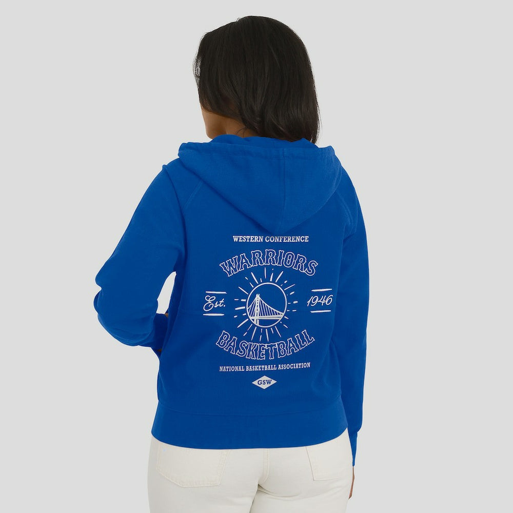 Golden State Warriors WEAR by Erin Andrews Women's Vintage Full-Zip Raglan Hoodie Blue