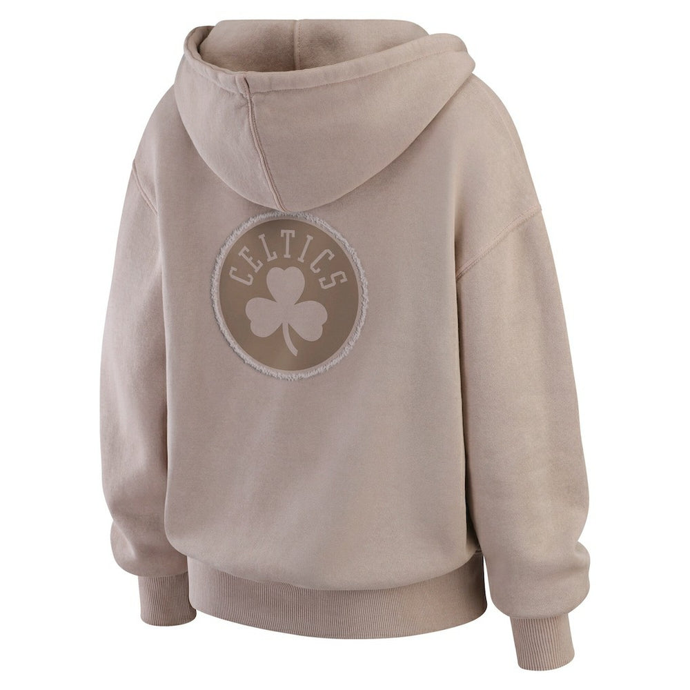 Boston Celtics WEAR by Erin Andrews Women's Washed Pullover Crewdie Tan