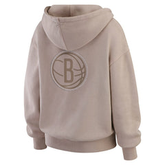 Brooklyn Nets WEAR by Erin Andrews Women's Washed Pullover Crewdie Tan outlet