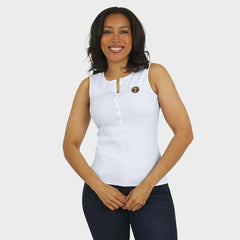 Denver Nuggets WEAR by Erin Andrews Women's Rib-Knit Henley Tank Top White