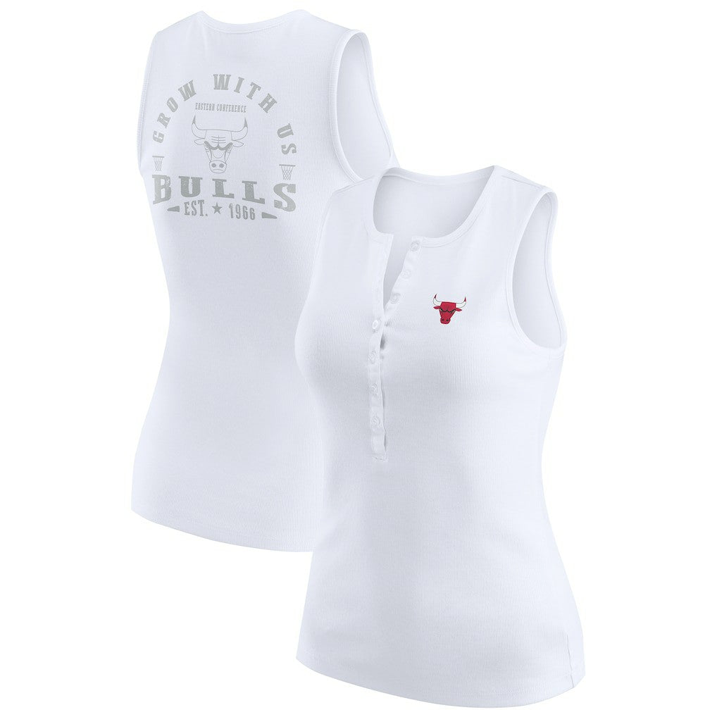 Chicago Bulls WEAR by Erin Andrews Women's Rib-Knit Henley Tank Top White