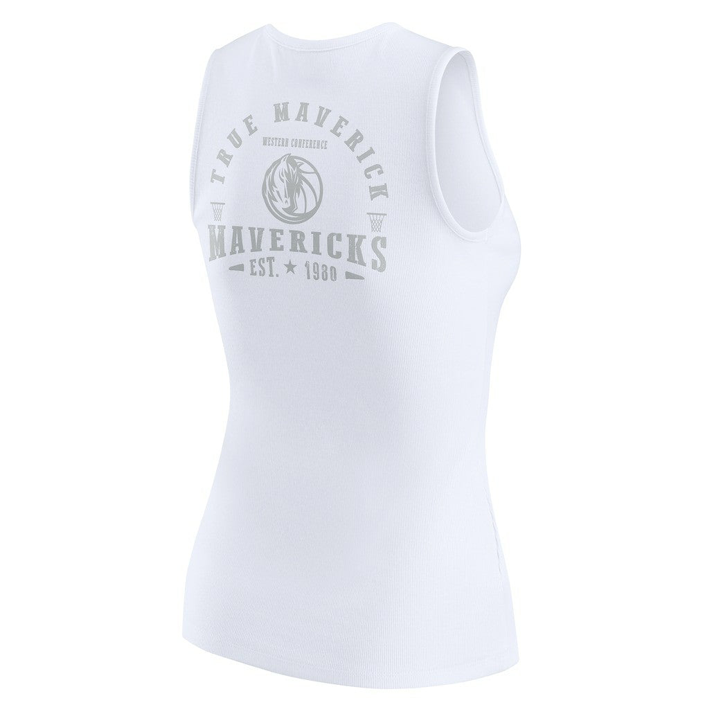 Dallas Mavericks WEAR by Erin Andrews Women's Rib-Knit Henley Tank Top White