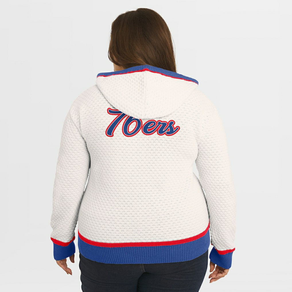 Philadelphia 76ers WEAR by Erin Andrews Women's Plus Size Hoodie Sweater Cream