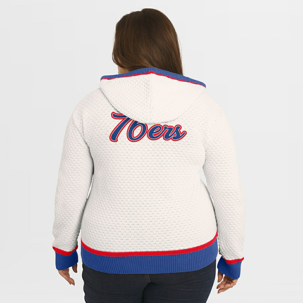 Philadelphia 76ers WEAR by Erin Andrews Women's Plus Size Hoodie Sweater Cream