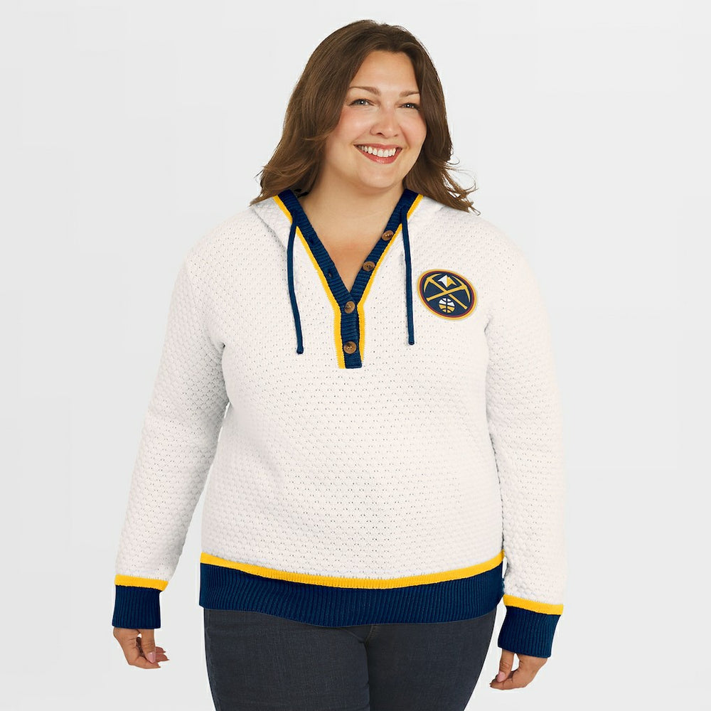 Denver Nuggets WEAR by Erin Andrews Women's Plus Size Hoodie Sweater Cream