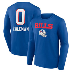 Keon Coleman Buffalo Bills Team Wordmark Name & Number Long Sleeve T-Shirt - Royal T-shirts