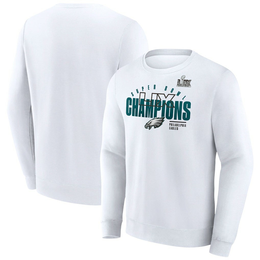 Philadelphia Eagles Super Bowl LIX Champions Iconic Victory Fleece Sweatshirt - White Sweatshirts