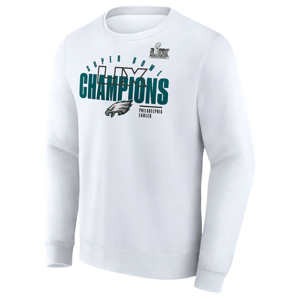 Philadelphia Eagles Super Bowl LIX Champions Iconic Victory Fleece Sweatshirt - White Sweatshirts
