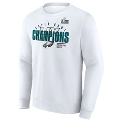 Philadelphia Eagles Super Bowl LIX Champions Iconic Victory Fleece Sweatshirt - White Sweatshirts