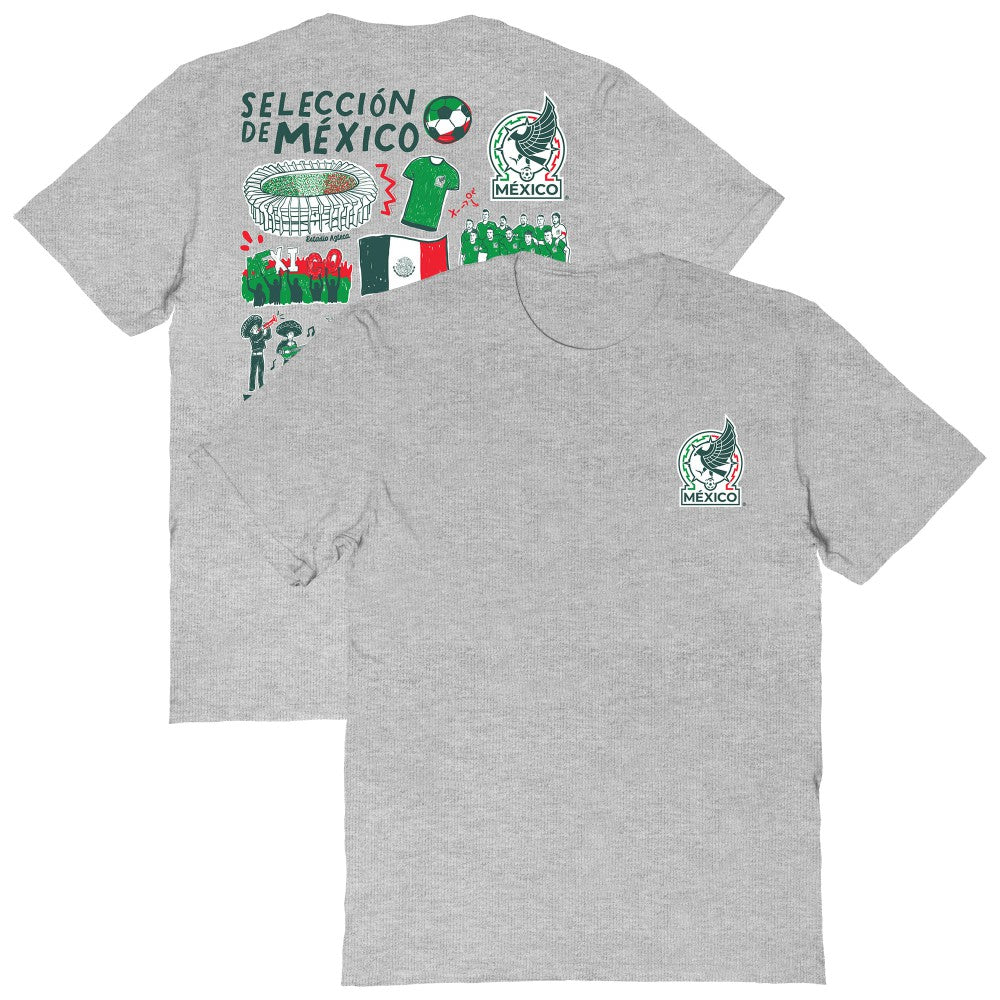 Mexico National Team Vive La Fete Women's Impressions Artwork T-Shirt Heather Gray