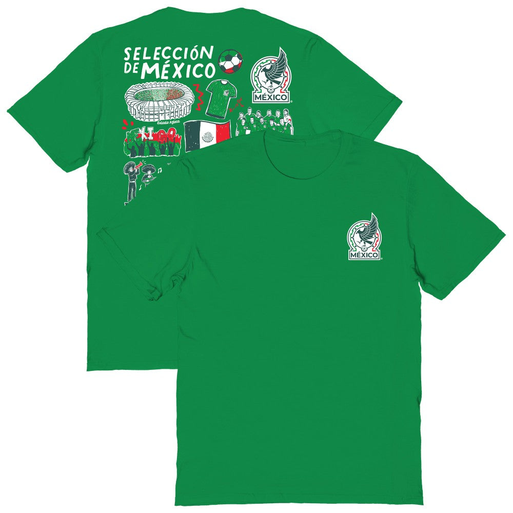 Mexico National Team Vive La Fete Women's Impressions Artwork T-Shirt Green