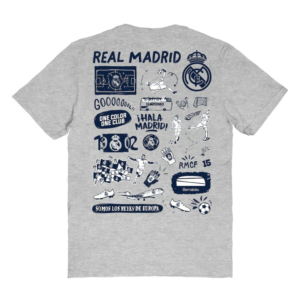 Real Madrid Vive La Fete Women's Impressions Artwork T-Shirt Heather Gray