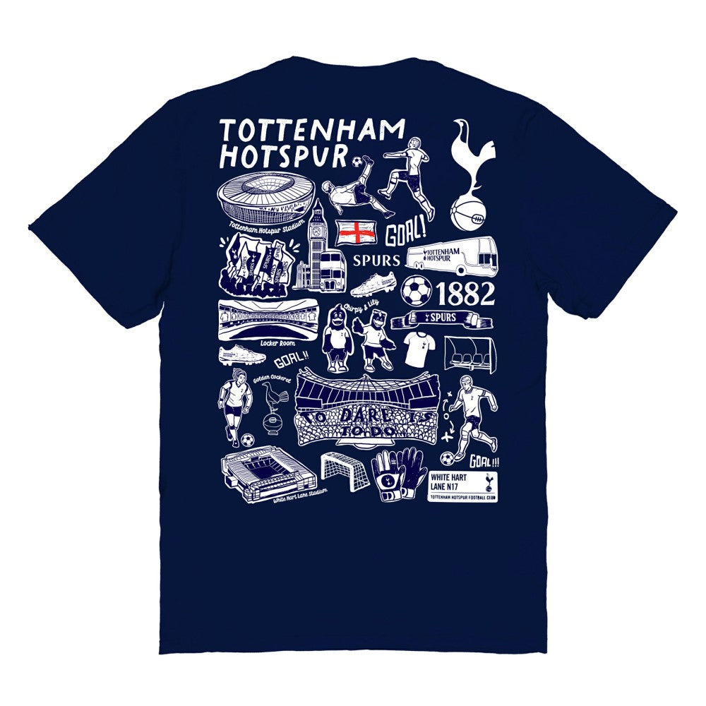 Tottenham Hotspur Vive La Fete Women's Impressions Artwork T-Shirt Navy