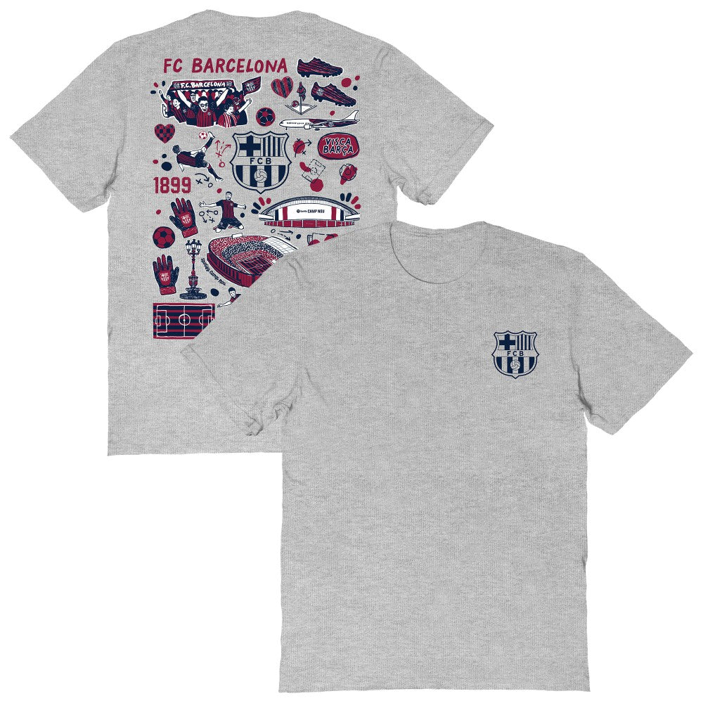 Barcelona Vive La Fete Women's Impressions Artwork T-Shirt Heather Gray
