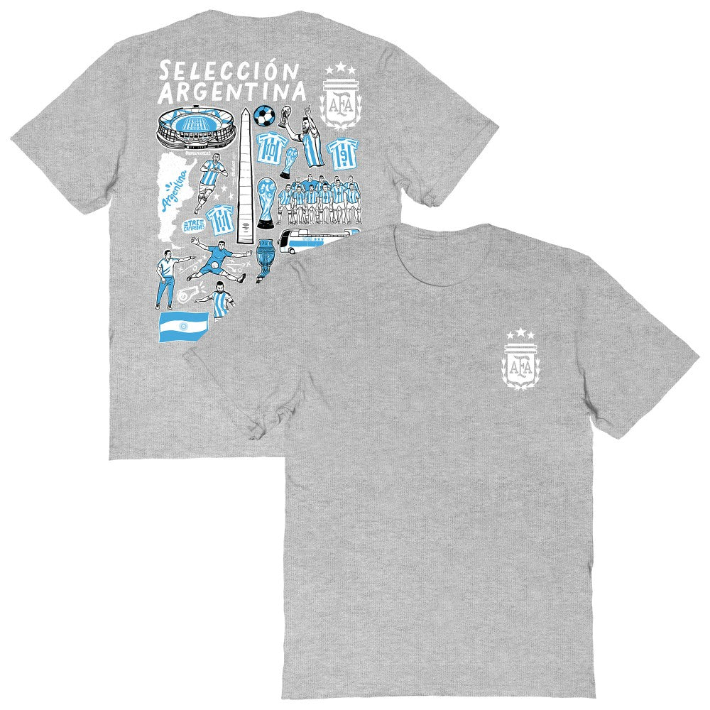 Argentina National Team Vive La Fete Women's Impressions Artwork T-Shirt Heather Gray