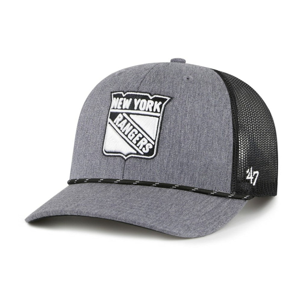New York Rangers '47 Carbon Rope Trucker Adjustable Hat - Gray | US 202801601