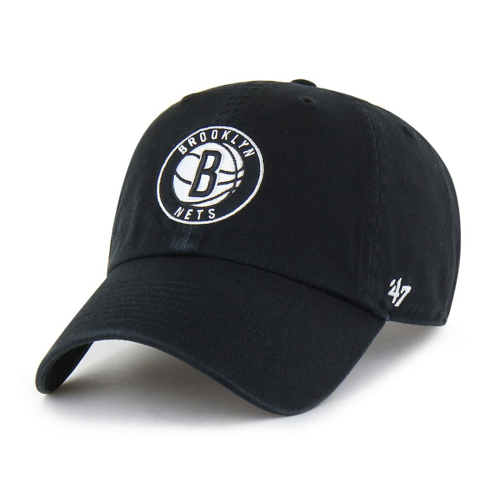 Brooklyn Nets '47 Core Logo Clean Up Adjustable Hat Black - 47 brand