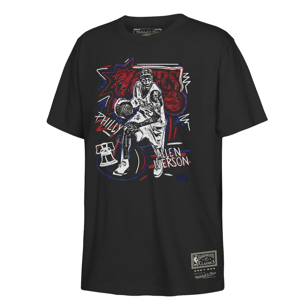 Allen Iverson Philadelphia 76ers Youth Chalked Up T-Shirt Black - Mitchell & Ness