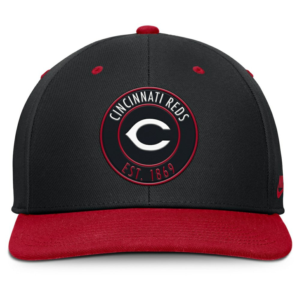 Cincinnati Reds Nike Cooperstown Collection Pro Dri-FIT Snapback Hat - Black/Red Hats