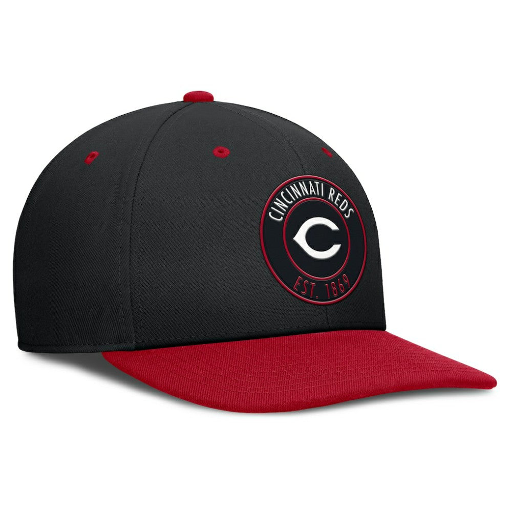 Cincinnati Reds Nike Cooperstown Collection Pro Dri-FIT Snapback Hat - Black/Red Hats