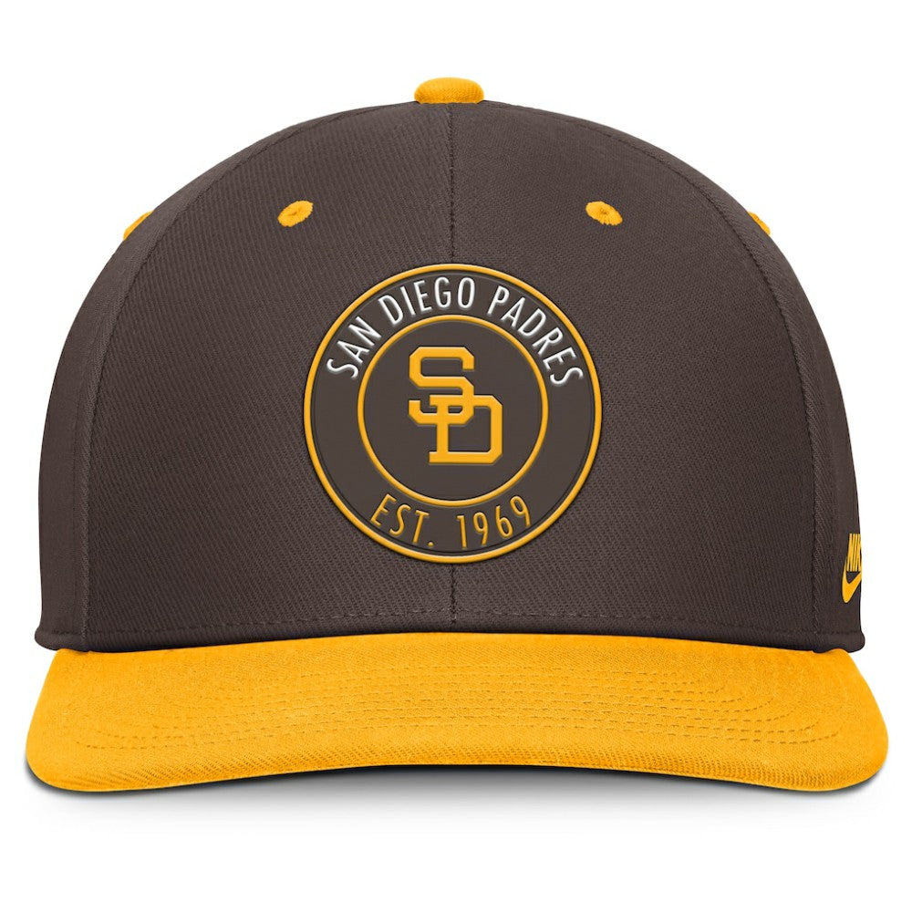 San Diego Padres Nike Cooperstown Collection Pro Dri-FIT Snapback Hat - Brown/Gold Hats