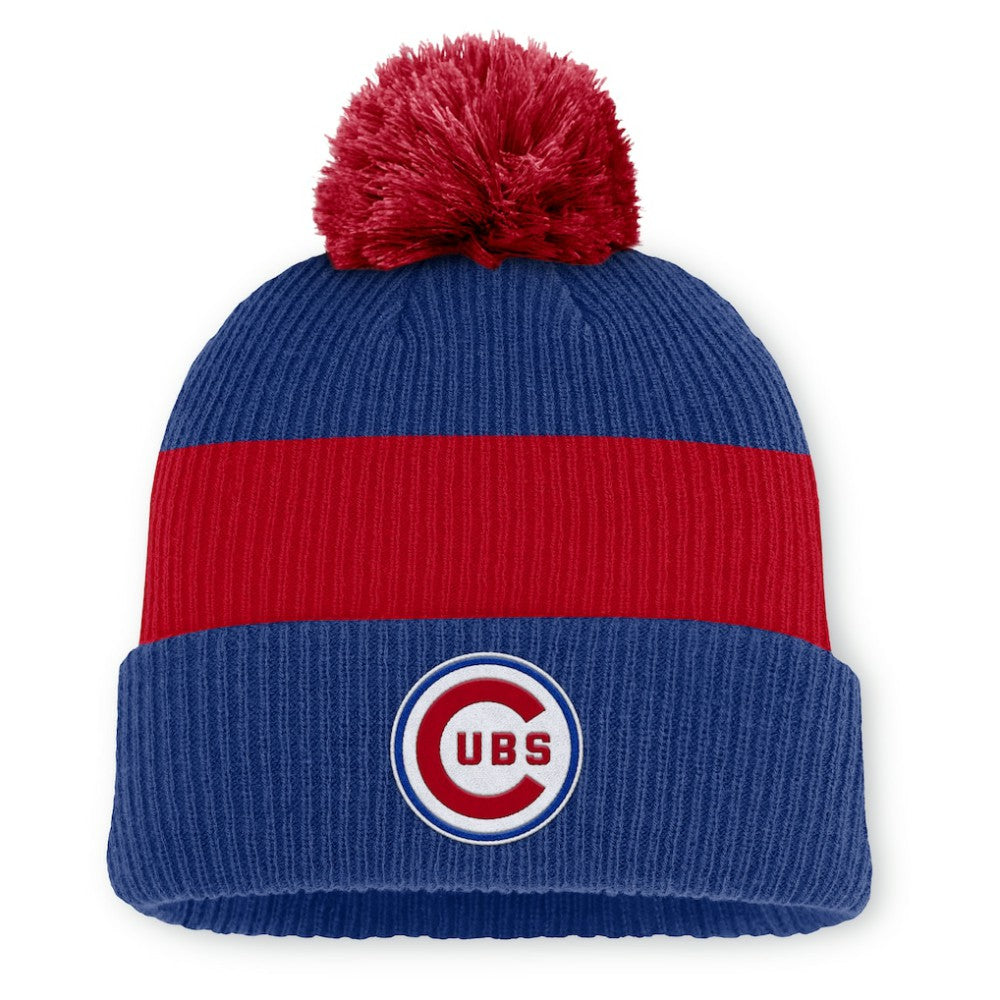 Chicago Cubs Nike Cooperstown Collection Peak Standard Cuffed Knit Hat with Pom - Royal/Red Hats