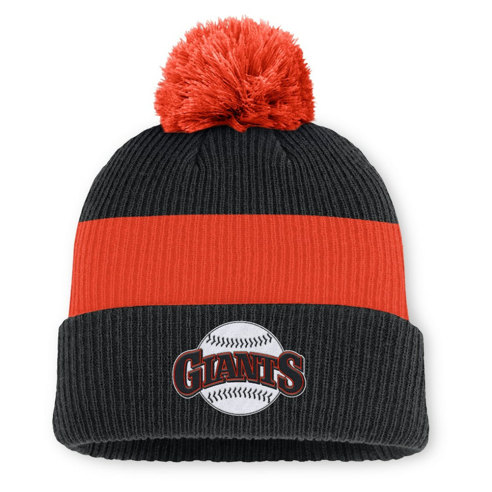 San Francisco Giants Nike Cooperstown Collection Peak Standard Cuffed Knit Hat with Pom - Black/Orange Hats