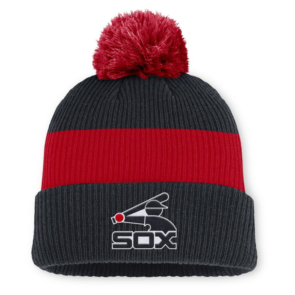 Chicago White Sox Nike Cooperstown Collection Peak Standard Cuffed Knit Hat with Pom - Navy/Red Hats
