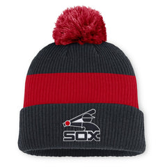 Chicago White Sox Nike Cooperstown Collection Peak Standard Cuffed Knit Hat with Pom - Navy/Red Hats