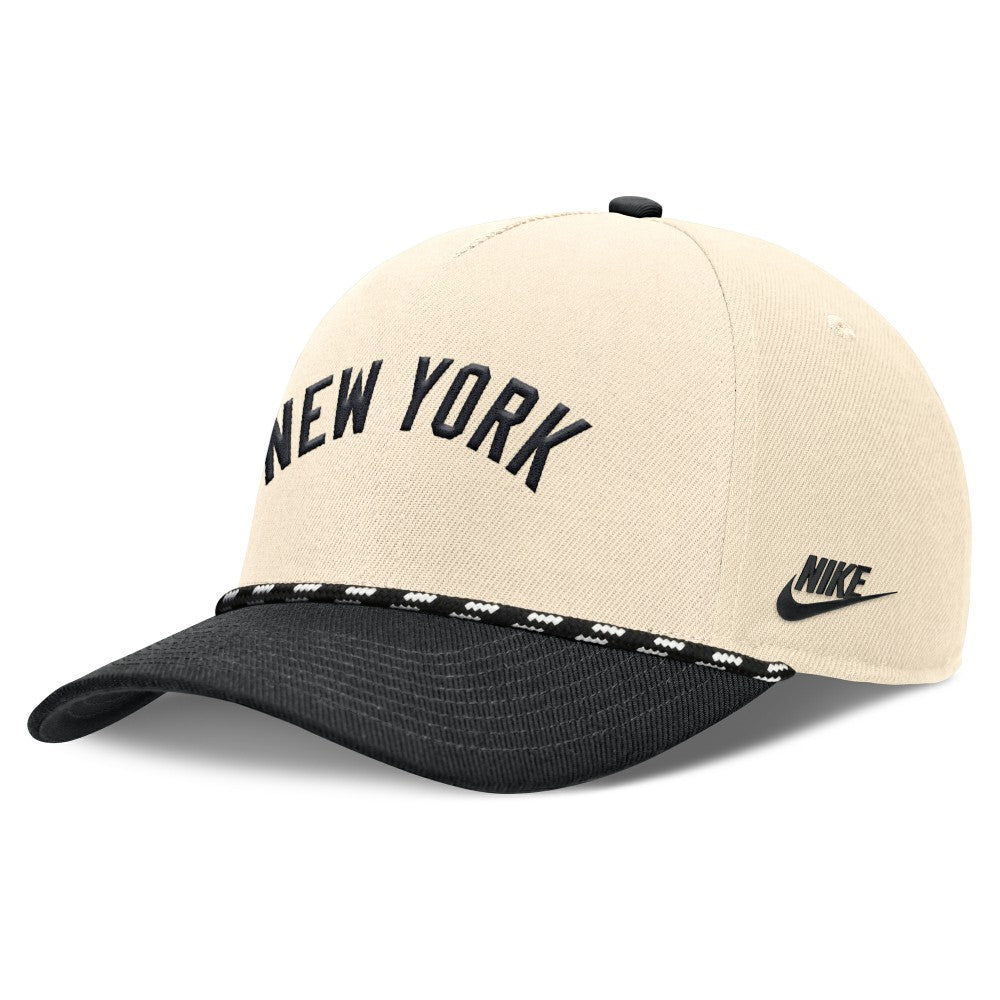 New York Yankees Nike Cooperstown Collection Rise Adjustable Hat - Natural/Black Hats