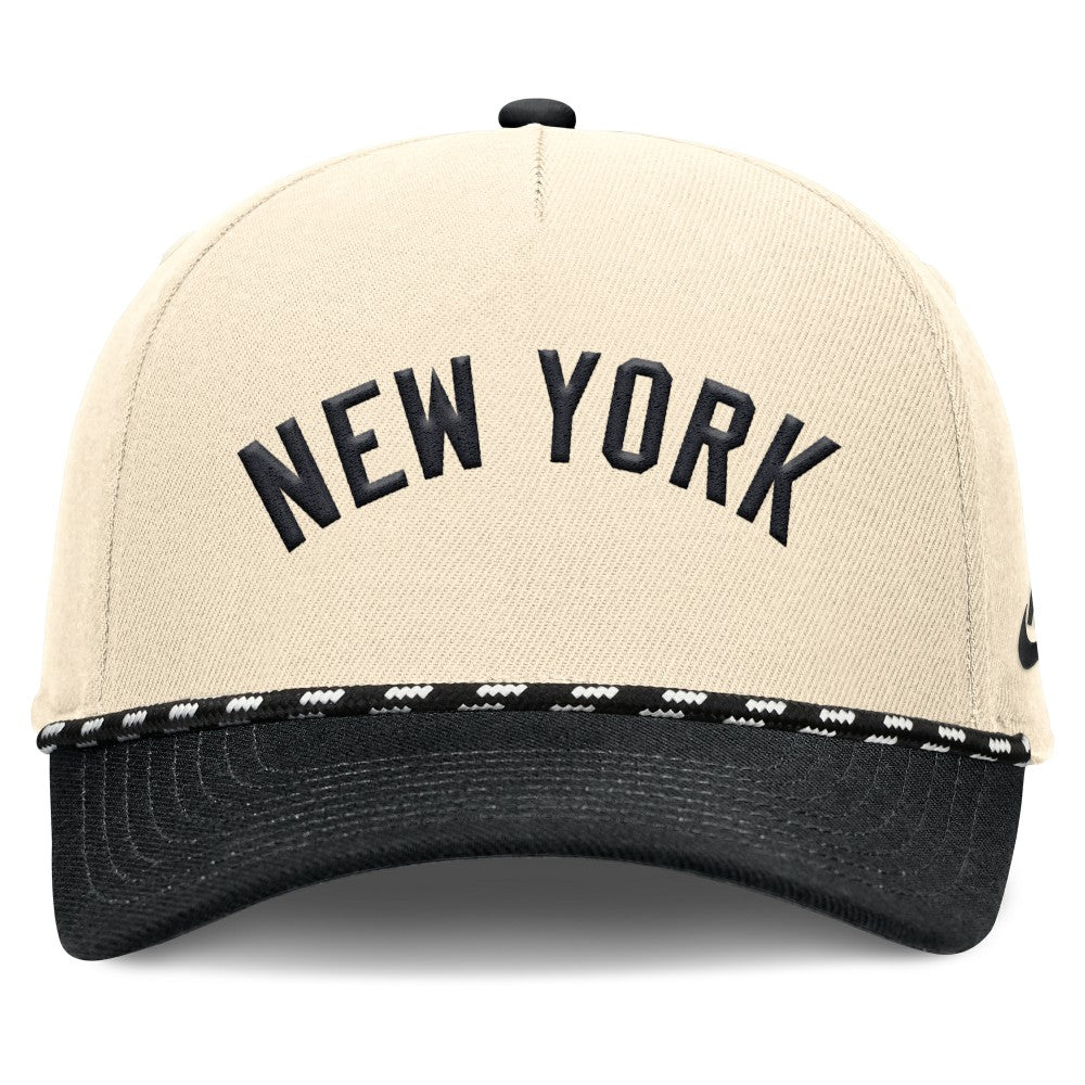 New York Yankees Nike Cooperstown Collection Rise Adjustable Hat - Natural/Black Hats