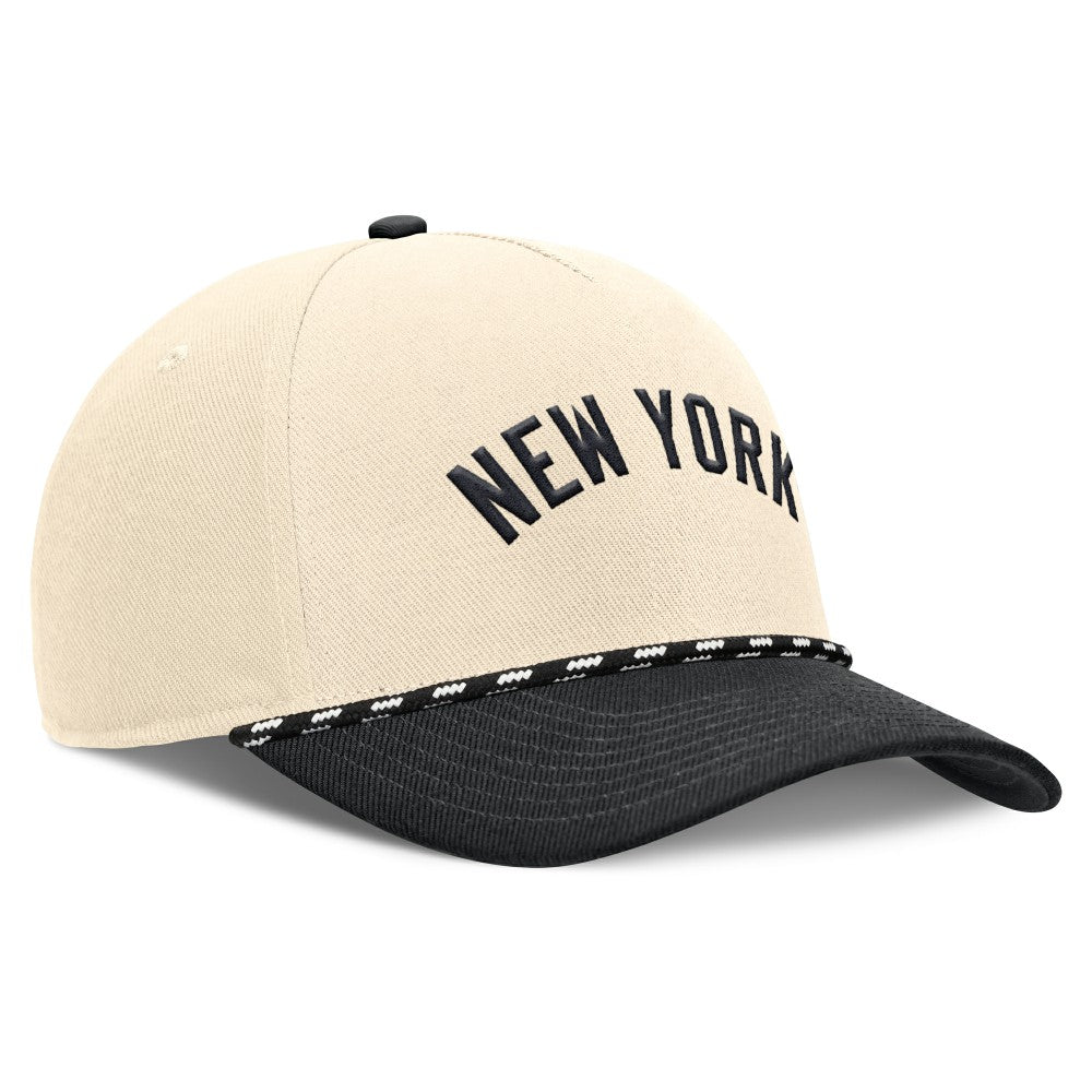 New York Yankees Nike Cooperstown Collection Rise Adjustable Hat - Natural/Black Hats