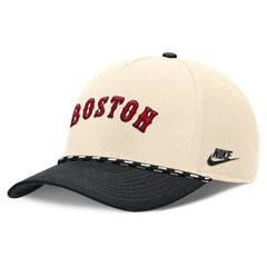Boston Red Sox Nike Cooperstown Collection Rise Adjustable Hat - Natural/Black Hats