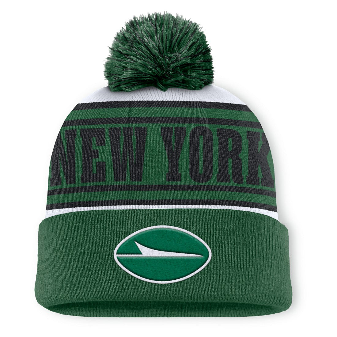 New York Jets Center Cuffed Knit Hat with Pom - Green Hats