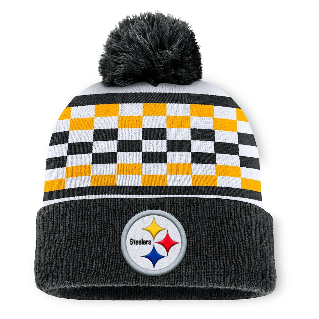 Pittsburgh Steelers Women's End Zone Cuffed Knit Hat with Pom - Black Hats