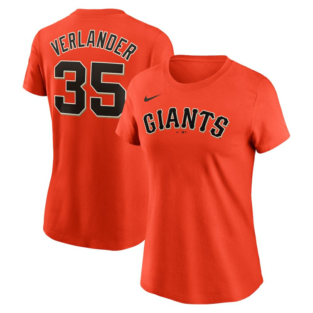 Justin Verlander San Francisco Giants Nike Women's Cooperstown Collection Fuse Name & Number T-Shirt - Orange T-shirts