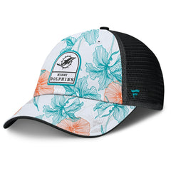Miami Dolphins Tropical Adjustable Trucker Hat - White/Black Hats
