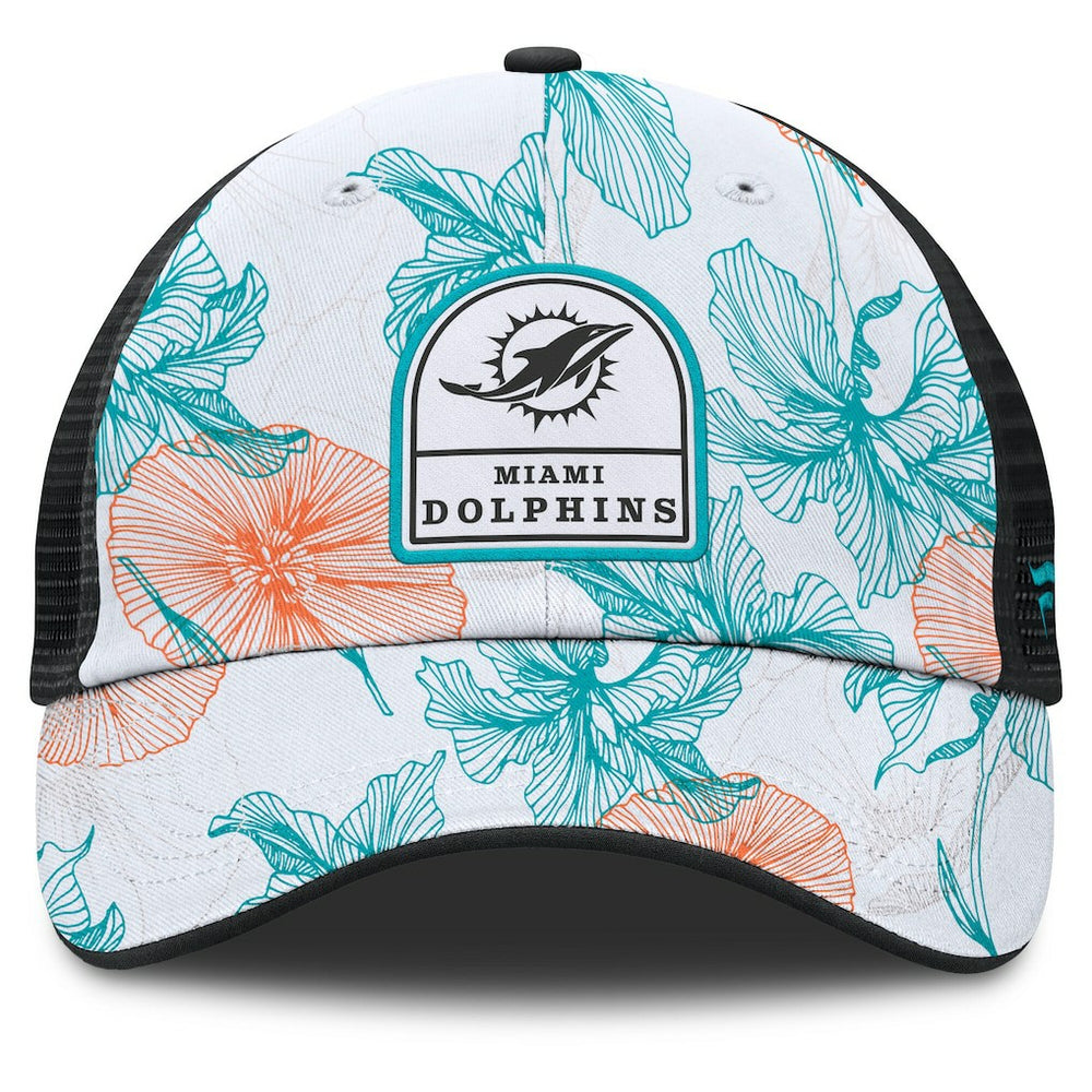 Miami Dolphins Tropical Adjustable Trucker Hat - White/Black Hats