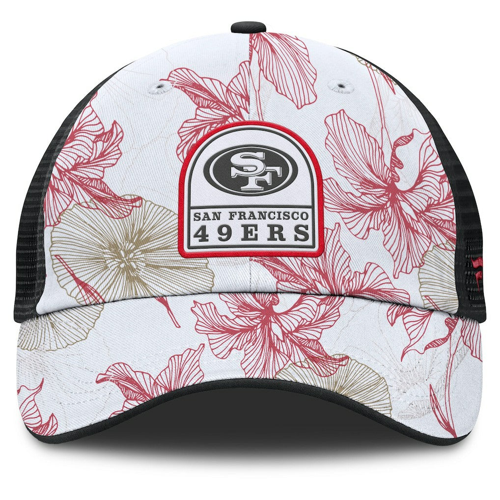 San Francisco 49ers Tropical Adjustable Trucker Hat - White/Black Hats