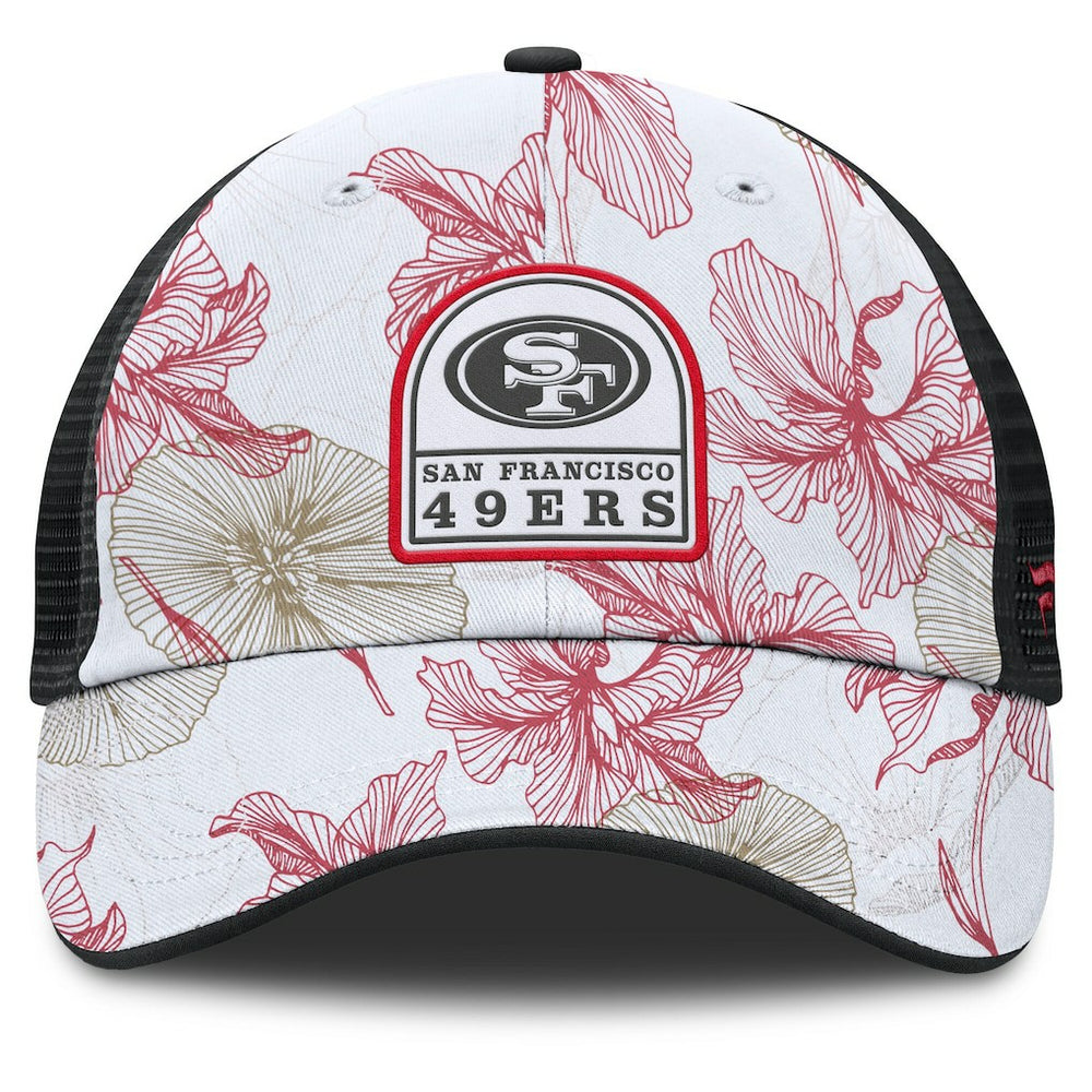 San Francisco 49ers Tropical Adjustable Trucker Hat - White/Black Hats