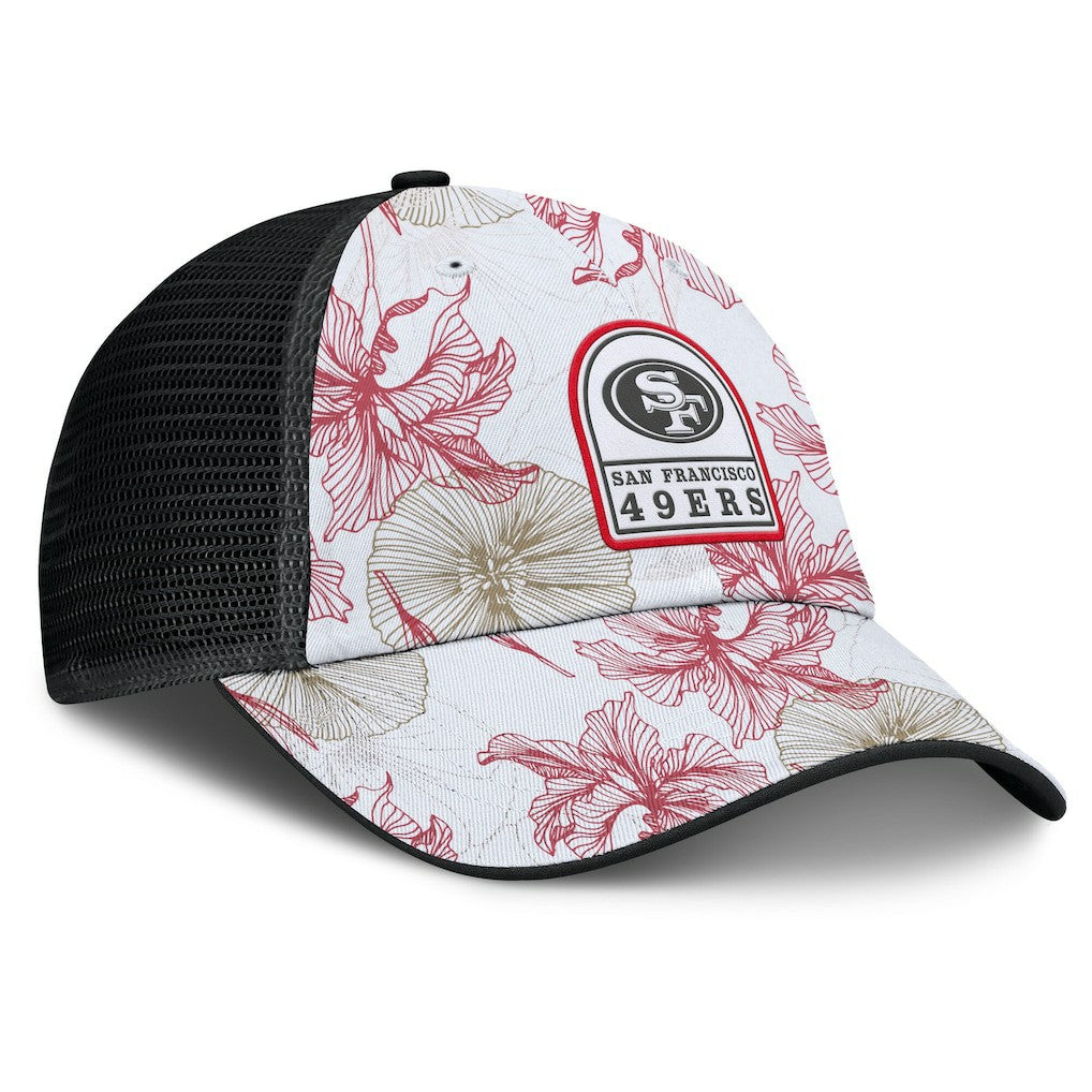 San Francisco 49ers Tropical Adjustable Trucker Hat - White/Black Hats