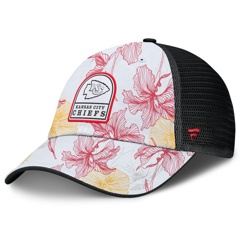 Kansas City Chiefs Tropical Adjustable Trucker Hat - White/Black Hats