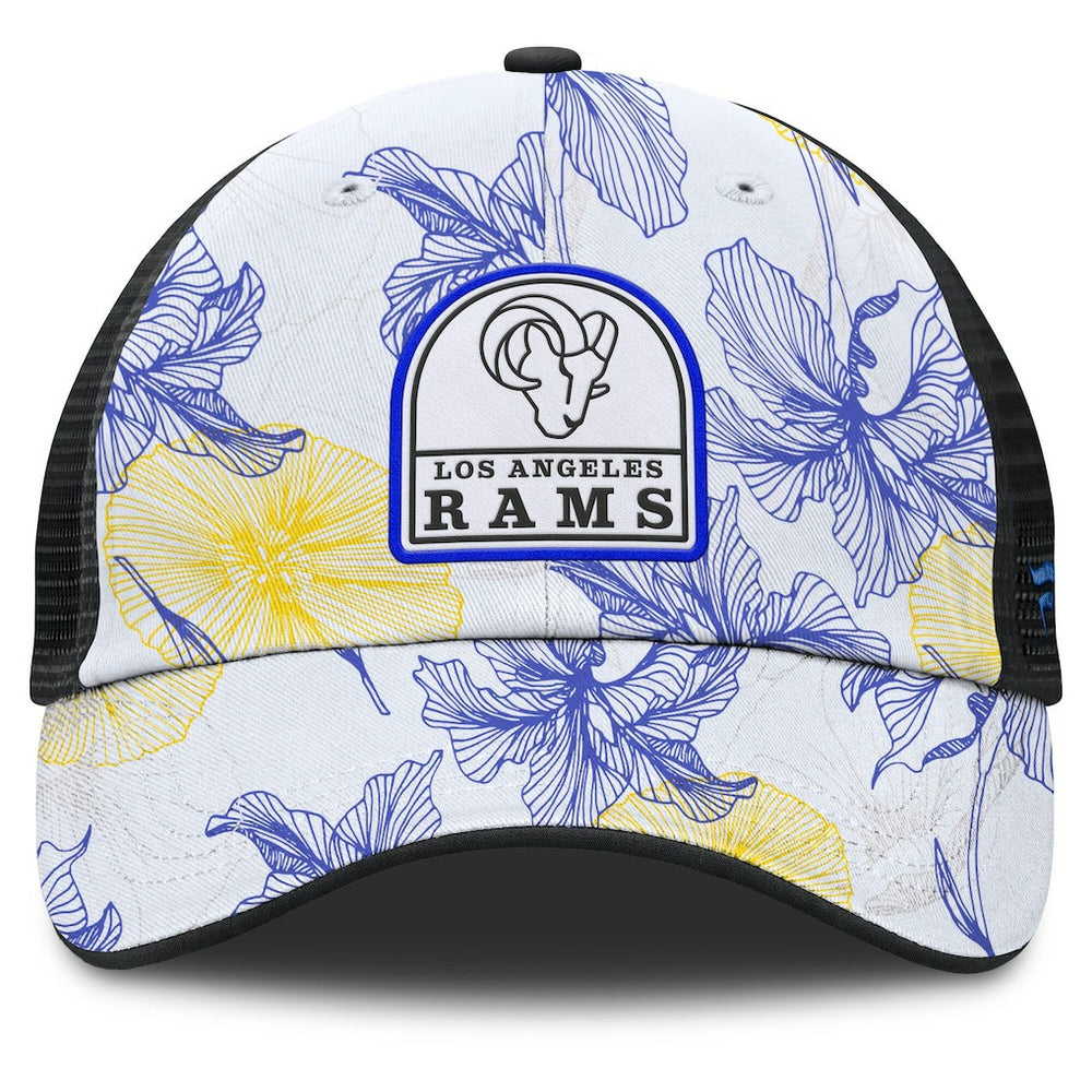 Los Angeles Rams Tropical Adjustable Trucker Hat - White/Black Hats